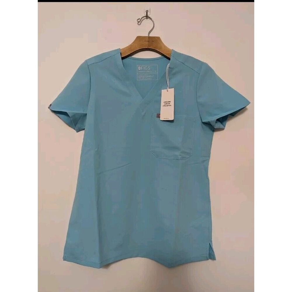 Figs Technical Collection Catarina Neon Blue Scrub Top Size XS NWT